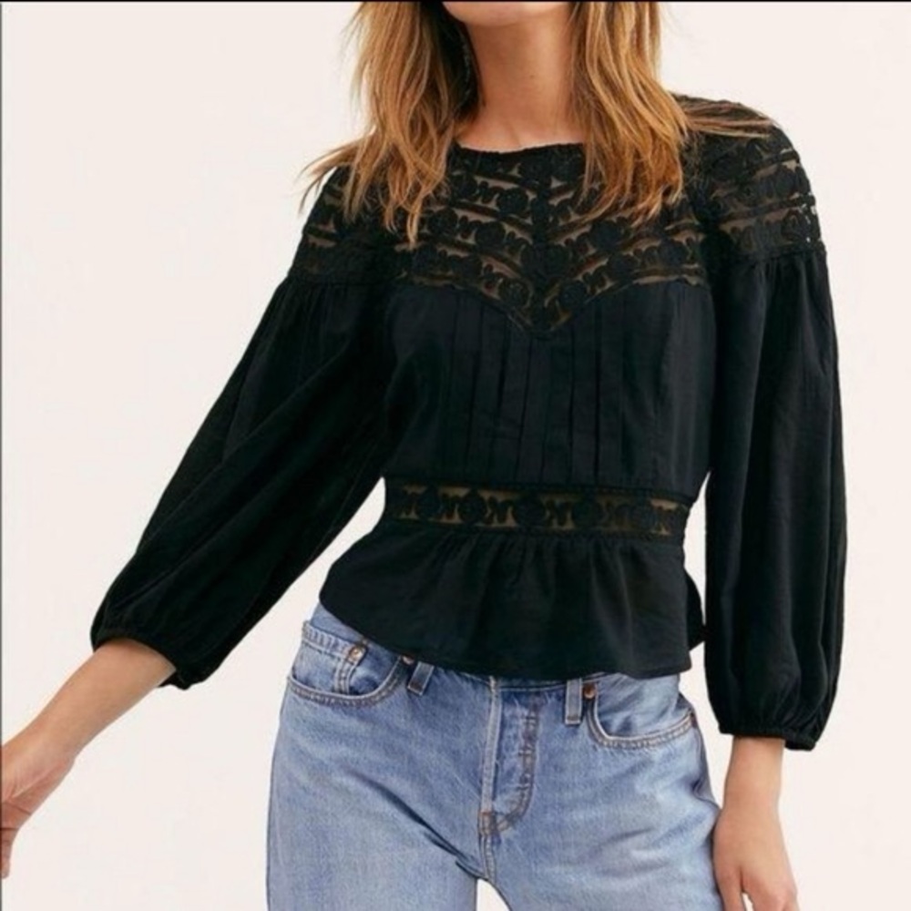 Free People Top | Sweet Mornings Black Top | Size Small